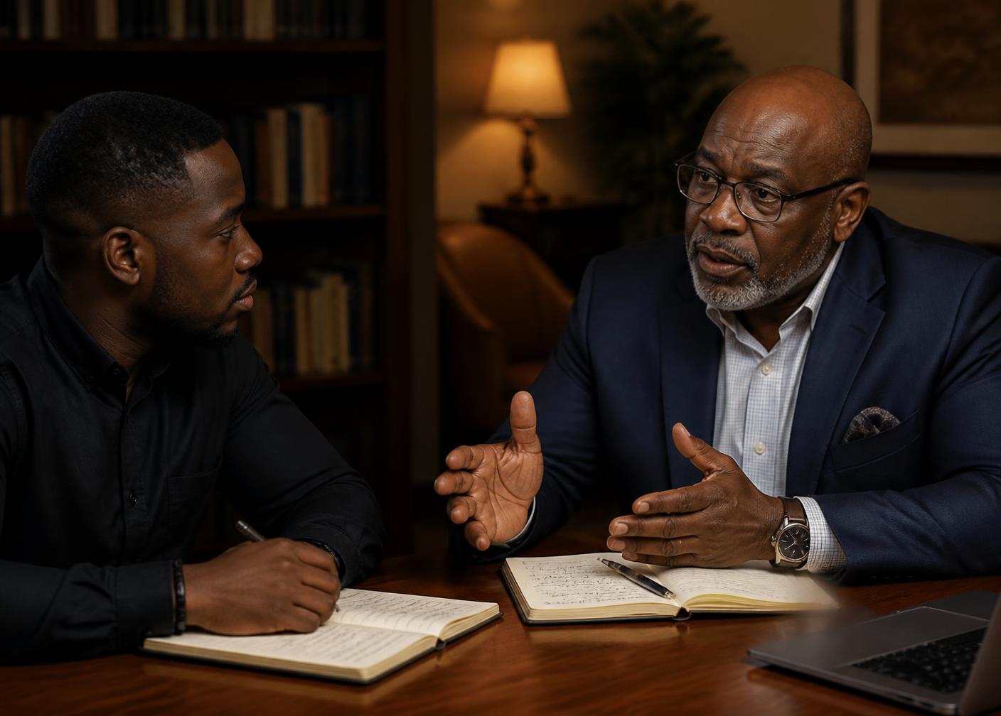 A business mentor advising a young founder
